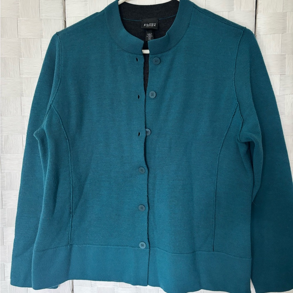 Eileen Fisher Teal Knit Blazer
